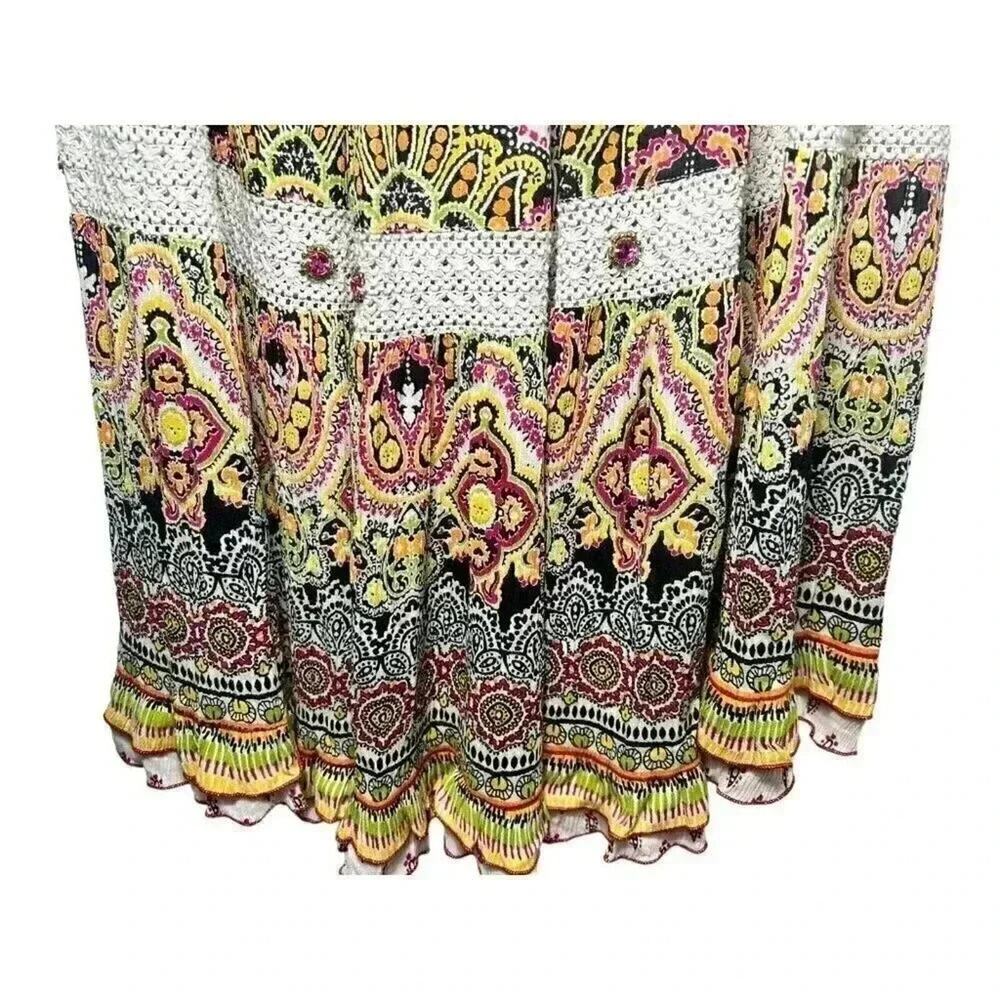 Forbidden Los Angeles Boho Paisley Maxi Skirt Tiered Festival Cottagecore Medium - Picture 3 of 11